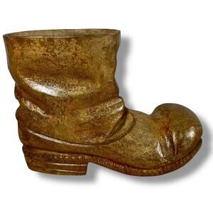 Vintage Hand Carved Wooden Boot Folk Art Vase Pipe Holder Desk Decor Novelty 6.5